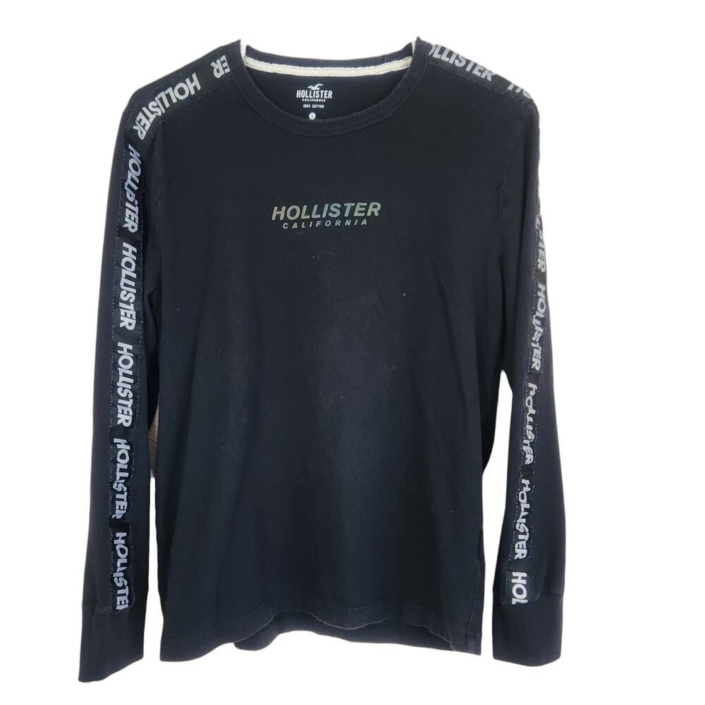 Hollister Long Sleeve T-Shirt Men's S Black Y2K Graphic Logo Crew Neck Cotton 00